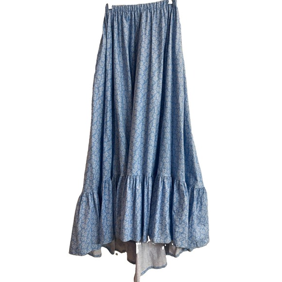 Recollections Other - Recollections Blue Calico Floral Maxi Prairie Skirt Historical Costumes XS Civil